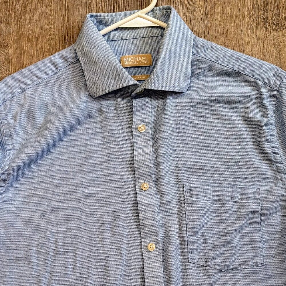 Men's Michael Kors Regular Fit Non-Iron Dress Shirt Blue Size 16 1/2